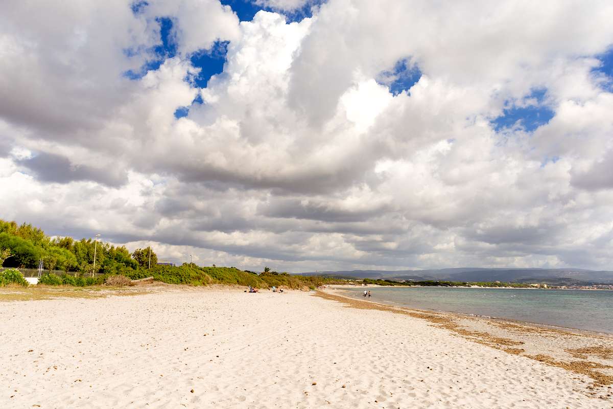 A view from the beach near Alghero named Spiaggia di Fertilia, in northwest Sardinia, Italy.