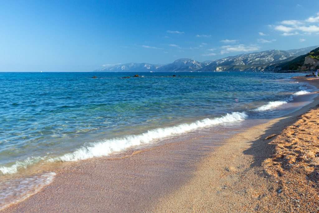 Sea views at Spiaggia di Palmasera in Cala Gonone, east Sardinia, Italy.