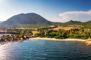 A view of Spiaggia di Porto Pirastu, a little paradise in Costa Rei, southeast Sardinia, Italy.